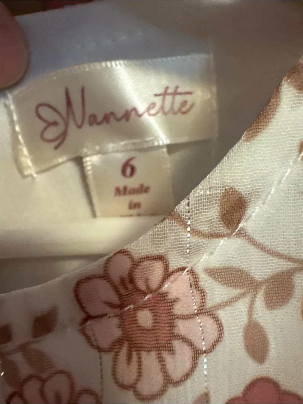 Nannette Cream Dress with Pink Floral Print